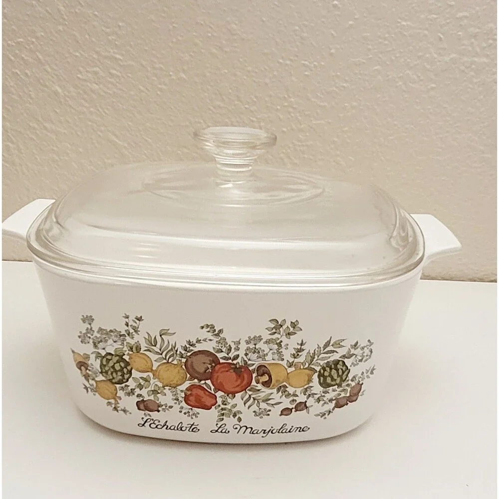 VINTAGE CorningWare L’Echalote 2.5 Qt Casserole Dish w/ Pyrex Lid USA MPN A-3-B